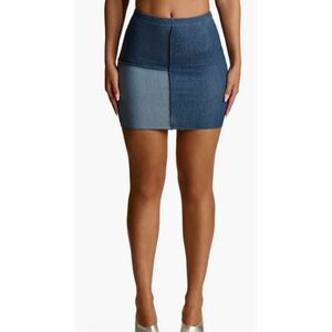 Naked Wardrobe Blue Two-Tone Mini Skirt